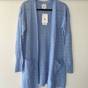 Hippie Rose NWT Lightwt Cable  Knit Glacier  BlueCardigan Sweater Blue Womens XL